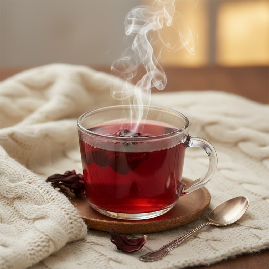 Hibiscus Tea in Clear Teacup